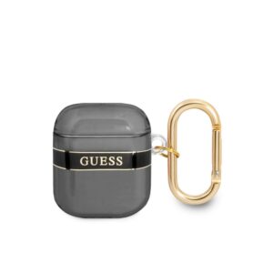 Headphone case Guess Apple Airpods 1/2 TPU Printed Stripe Case Black