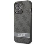 Back panel cover Guess Apple PU 4G Stripe Case for iPhone 13 Pro Dark Grey