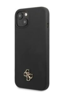 Nugarėlės dėklai Guess Apple iPhone 13 Silicone Metal Logo Case Black
