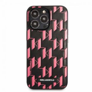 Aizmugurējais vāciņš Karl Lagerfeld Apple iPhone 13 Pro Monogram Plaque Case Black Pink