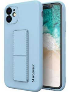 Aizmugurējais vāciņš iLike Samsung Galaxy A22 5G Kickstand Case Silicone Stand Cover Light Blue