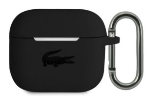 Maciņš austiņām Lacoste Apple Airpods 3 Liquid Silicone Glossy Printing Logo Case Black