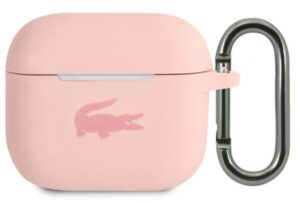 Maciņš austiņām Lacoste Apple Airpods 3 Liquid Silicone Glossy Printing Logo Case Pink