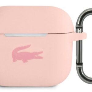 Maciņš austiņām Lacoste Apple Airpods 3 Liquid Silicone Glossy Printing Logo Case Pink