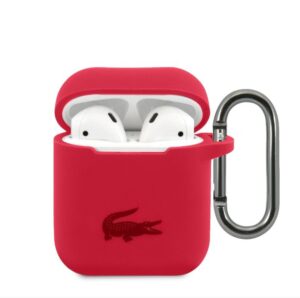 Maciņš austiņām Lacoste Apple Airpods 1/2 Liquid Silicone Glossy Printing Logo Case Red