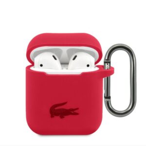 Korpus kõrvaklappidele Lacoste Apple Airpods 1/2 Liquid Silicone Glossy Printing Logo Case Red