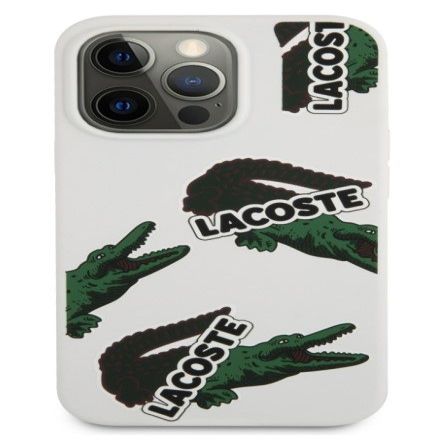 Aizmugurējais vāciņš Lacoste Apple iPhone 13 Pro Liquid Silicone Allover Pattern Case White