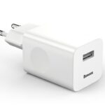 Adapteriai Baseus  Wall charger QC 3.0 1x USB 3A 24W White