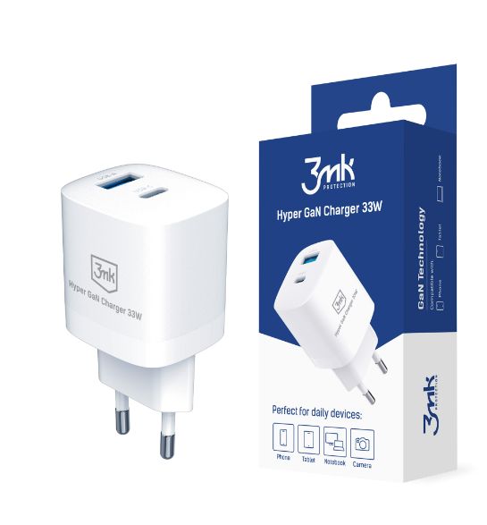 Adapteris 3MK Hyper GaN Charger 33W White