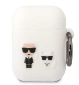 Korpus kõrvaklappidele Karl Lagerfeld - Airpods 1/2 Choupette Silicone Case White