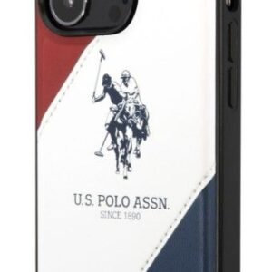Back panel cover U.S Polo Apple iPhone 14 Pro Max Leather Double Horse Case White Blue