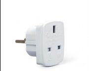 Adapteris Gembird  AC power adapter, UK socket to EU Schuko plug, 7.5 A White, Travel adapter 