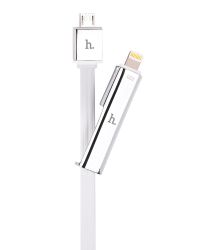 Kaabel Hoco  UPL14 Lipstick series charging cable to in one (apple with micro usb) sudrabs