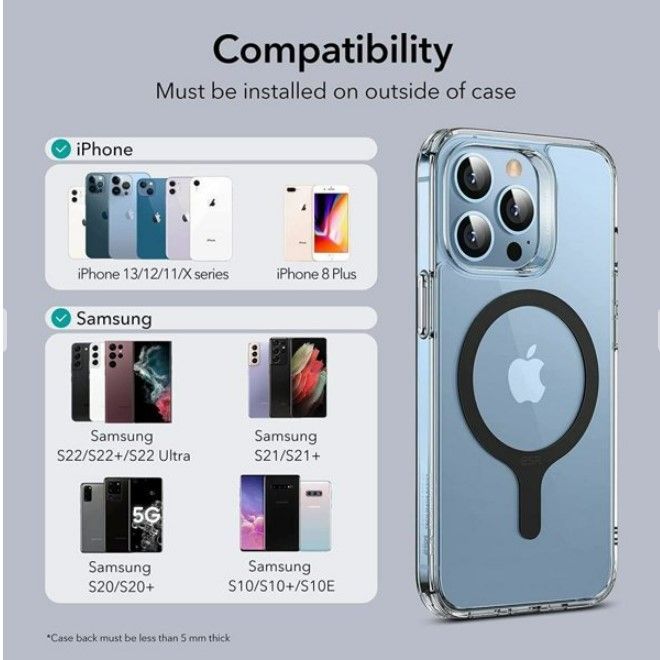 Converter iLike ESR Halolock magnetic ring phone MagSafe 2pcs Black