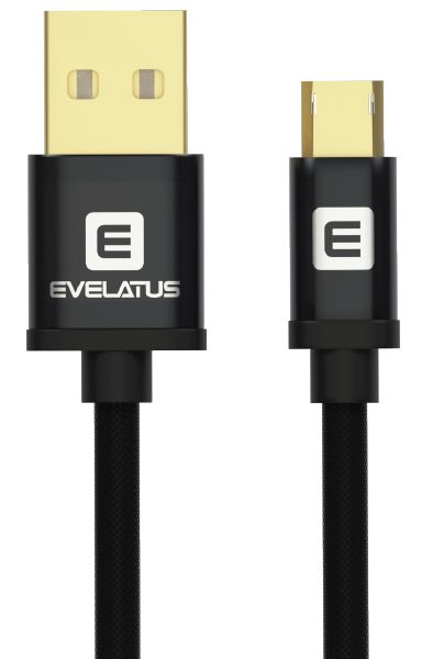 Kaabel Evelatus Data cable Micro USB EDC02 dual side gold plated connectors Black