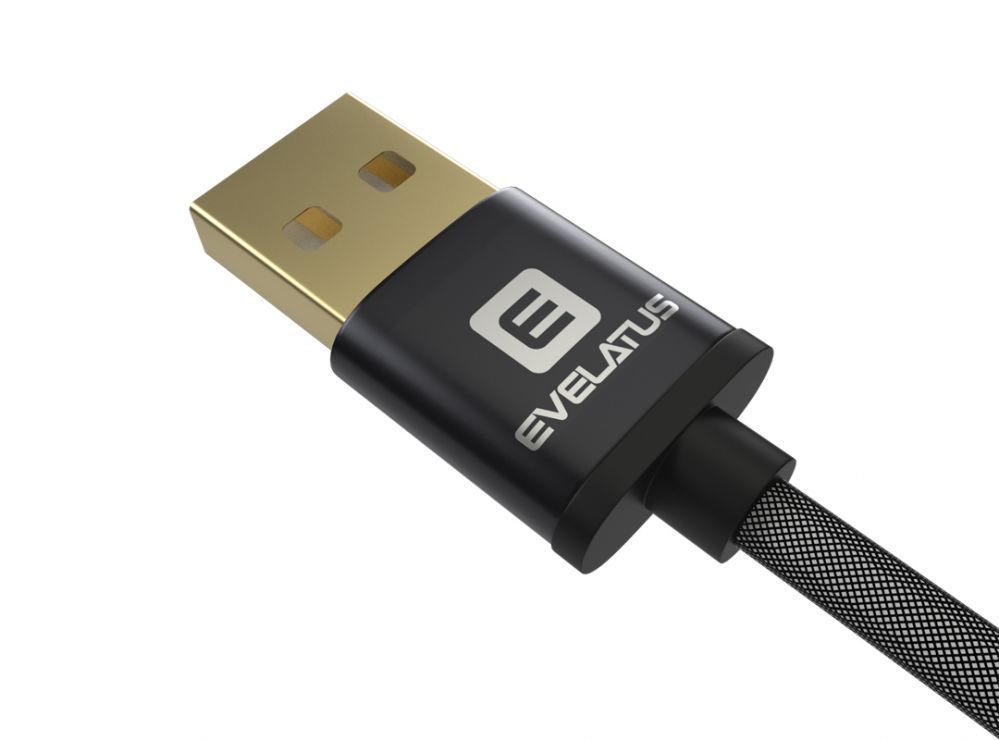 Kaabel Evelatus Data cable Micro USB EDC02 dual side gold plated connectors Black