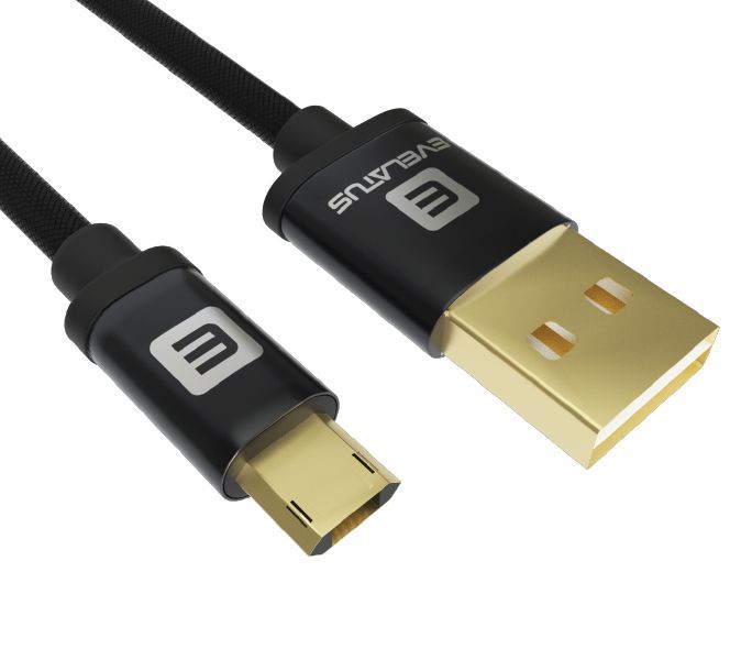 Kaabel Evelatus Data cable Micro USB EDC02 dual side gold plated connectors Black
