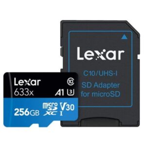Atmiņas kartes Lexar  High-Performance 633x UHS-I micro SDXC, 256 GB, Class 10, U3, V30, A1, 45 MB/s, 100 MB/s 