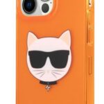 Nugarėlės dėklai Karl Lagerfeld Apple iPhone 13 Pro Fluo TPU Choupette Head Case Orange