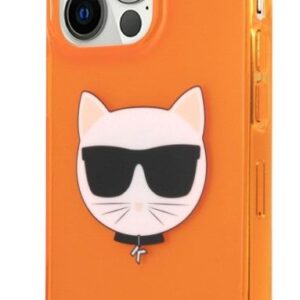Tagakaaned Karl Lagerfeld Apple iPhone 13 Pro Fluo TPU Choupette Head Case Orange