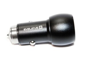 Auto charger Evelatus - Car Charger EC7DC01 BLACK 3.1A 2USB port with stainless steel escape tool Black