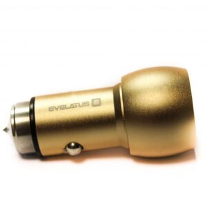 Auto charger Evelatus - Car Charger ECC01 GOLD 2USB port 3.1A with stainless steel escape tool Gold