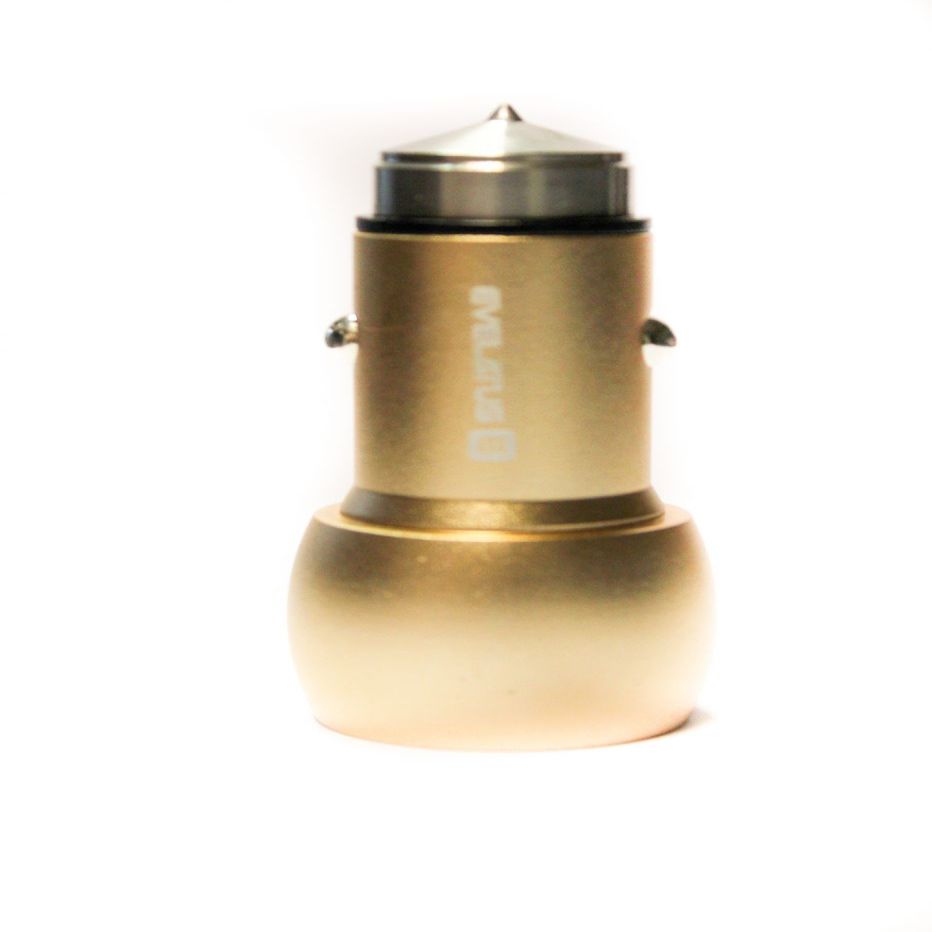 Auto lādētāji Evelatus - Car Charger ECC01 GOLD 2USB port 3.1A with stainless steel escape tool Gold