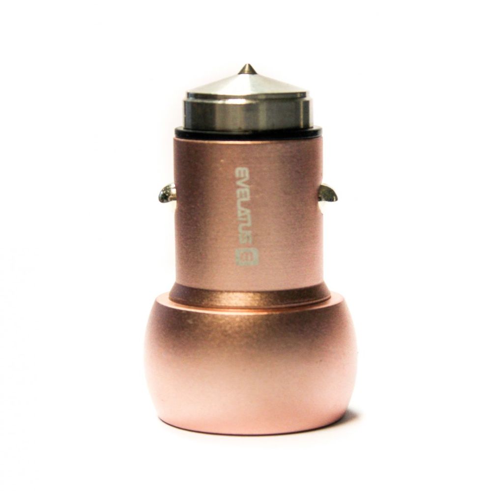 Auto lādētāji Evelatus Universal Car Charger ECC01 PINK 2USB port 3.1A with stainless steel escape tool Pink