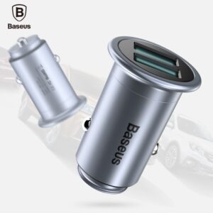 Auto lādētāji Baseus Universal MINI T Dual U Smart Car Charger 2.4A CCMNT-16 Chrome