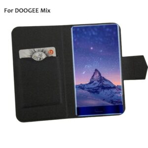 Atveramie maciņi Doogee  MIX Flip cover + tempered glass Black