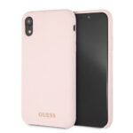 Back panel cover Guess Apple iPhone XR Silicone Gold Logo Light Pink