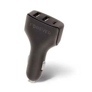 Auto lādētāji Forever Universal USB car charger CC-05 2xUSB & type-C 4.8A Black
