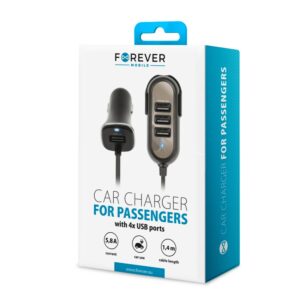 Auto lādētāji Forever Universal PC-01 car charger (4 x USB | 5,8 A) for passengers Black
