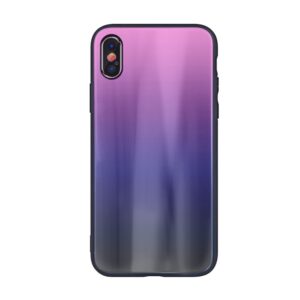 Aizmugurējais vāciņš iLike Apple iPhone XR Aurora Glass case Pink-Black