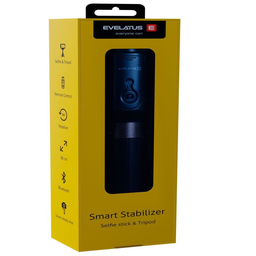 Selfie pulk Evelatus Tripod Stand with Bluetooth Smart Stabilizer ETS01 Black