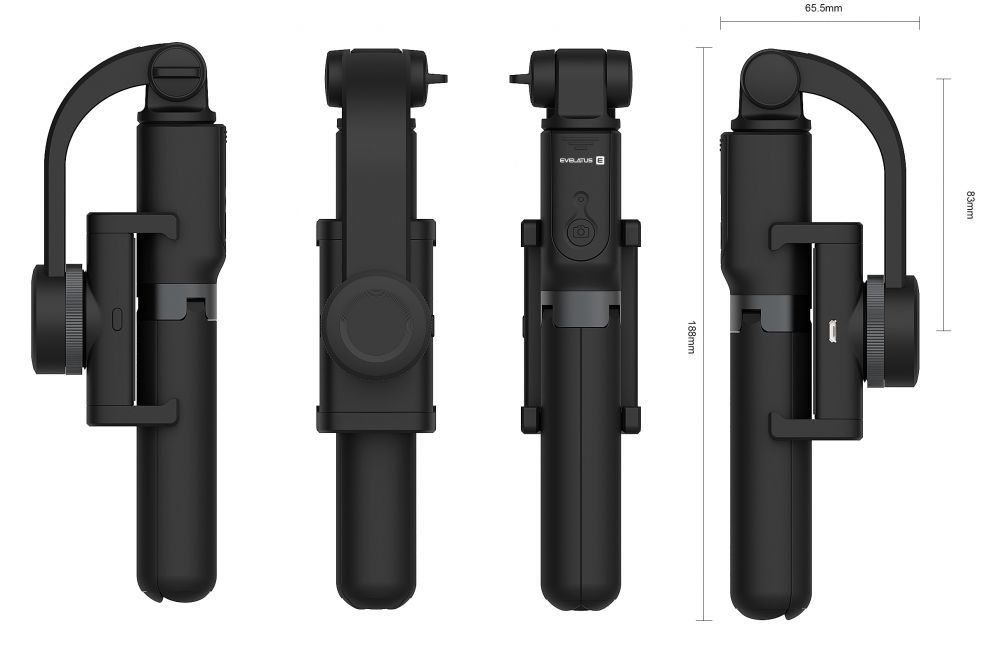 Selfie pulk Evelatus Tripod Stand with Bluetooth Smart Stabilizer ETS01 Black