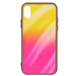 Aizmugurējais vāciņš Evelatus Samsung Galaxy A70 Water Ripple Full Color Electroplating Tempered Glass Gradient Yellow-Pink