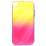 Aizmugurējais vāciņš Evelatus Apple iPhone XR Water Ripple Gradient Color Anti-Explosion Tempered Glass Case Gradient Yellow-Pink