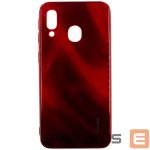 Back panel cover Evelatus Samsung Galaxy A40 Water Ripple Full Color Electroplating Tempered Glass Case Red