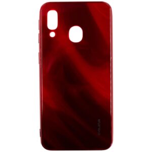 Back panel cover Evelatus Samsung Galaxy A40 Water Ripple Full Color Electroplating Tempered Glass Case Red