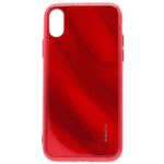Back panel cover Evelatus Apple iPhone X/XS Water Ripple Full Color Electroplating Tempered Glass Case Red