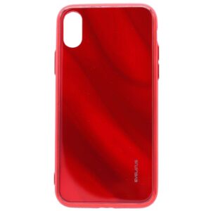 Aizmugurējais vāciņš Evelatus Apple iPhone X/XS Water Ripple Full Color Electroplating Tempered Glass Case Red