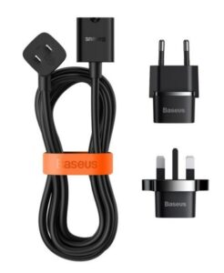 Adapteris Baseus Universal PowerCombo cable / extension cord with mini power strip 1m black (EU and UK power adapter Black