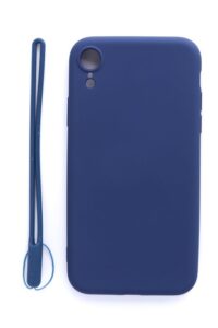 Back panel cover Evelatus Apple iPhone XR Soft Touch Silicone Case with Strap Dark Blue