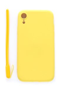 Aizmugurējais vāciņš Evelatus Apple iPhone XR Soft Touch Silicone Case with Strap Yellow