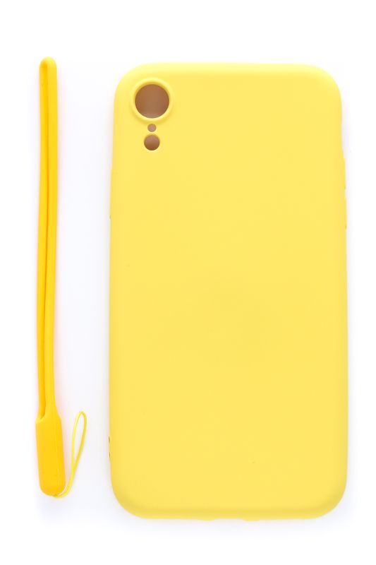Aizmugurējais vāciņš Evelatus Apple iPhone XR Soft Touch Silicone Case with Strap Yellow