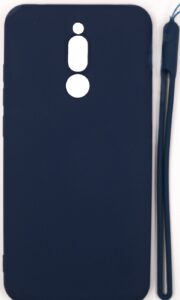 Back panel cover Evelatus Xiaomi Redmi 8 Soft Touch Silicone Case with Strap Dark Blue