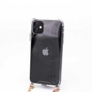 Back panel cover Evelatus Apple iPhone 11 Silicone Transparent with Necklace TPU Strap Gold