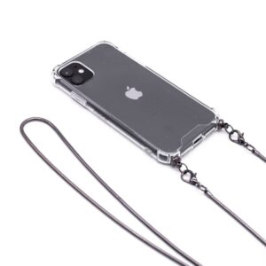Aizmugurējais vāciņš Evelatus Apple iPhone 11 Pro Silicone Transparent with Necklace TPU Strap Space Gray