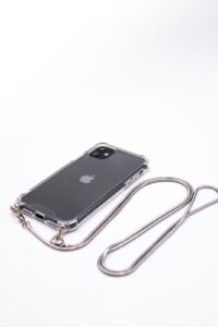 Aizmugurējais vāciņš Evelatus Apple iPhone 11 Pro Silicone Transparent with Necklace TPU Strap Silver